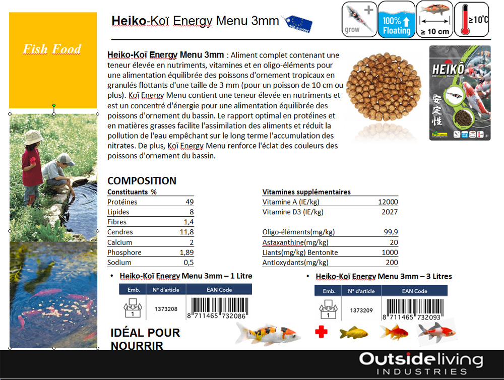 Heiko Koï Ubbink Energy Menu 3mm 3 litres